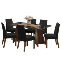 Conjunto Sala Jantar Mesa Vidro 6 Cadeiras Rustic - 2