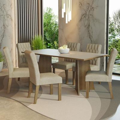 Conjunto de Jantar Madison 6 Lugares Tampo em MDP com Cadeiras Estofadas Suede Imperial Marrom