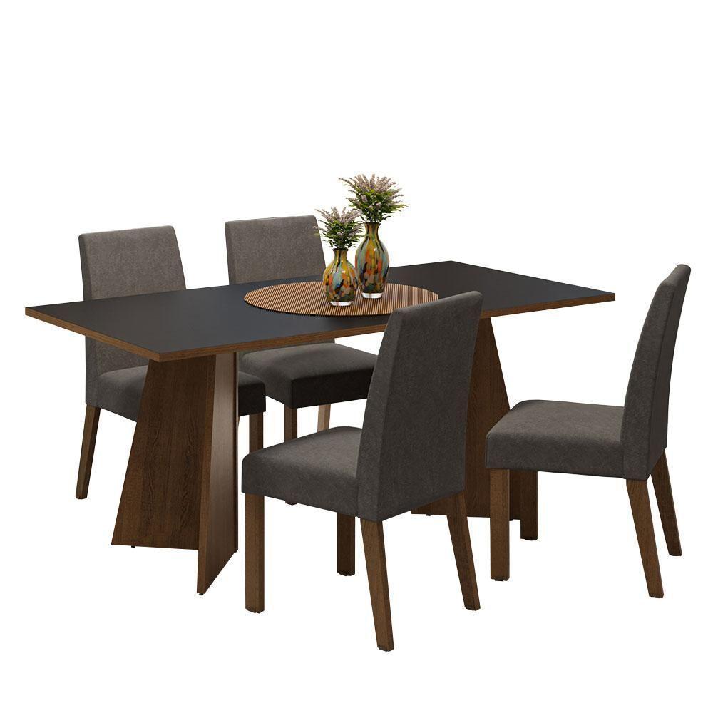 Conjunto Sala Jantar Mesa Madeira 4 Cadeiras Rustic - 3