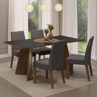 Conjunto Sala Jantar Mesa Madeira 4 Cadeiras Rustic - 1