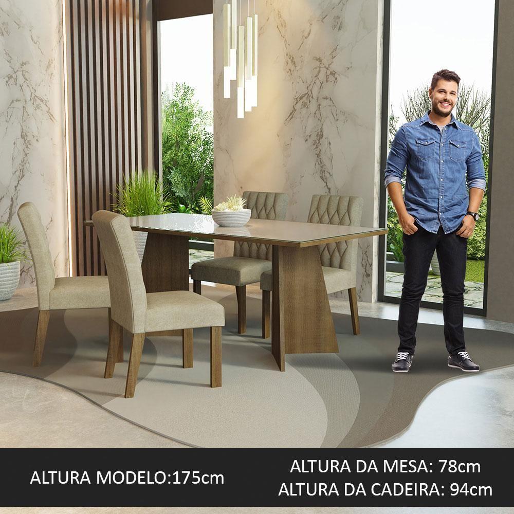 Conjunto Sala Jantar Mesa Vidro 4 Cadeiras Rustic - 6