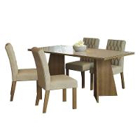 Conjunto Sala Jantar Mesa Vidro 4 Cadeiras Rustic - 7