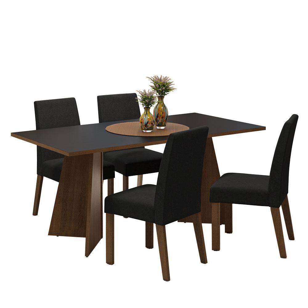 Conjunto Sala Jantar Mesa Madeira 4 Cadeiras Rustic - 7