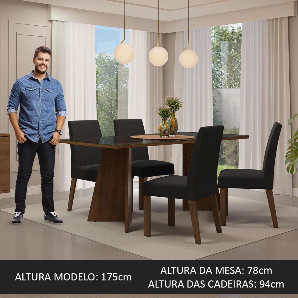 Conjunto Sala Jantar Mesa Vidro 4 Cadeiras Rustic - 7