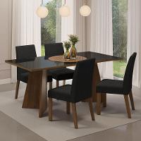 Conjunto Sala Jantar Mesa Vidro 4 Cadeiras Rustic - 1