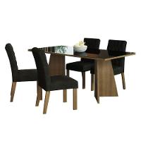 Conjunto Jantar Mesa Tampo Vidro 4 Cadeiras Rustic-preto - 2