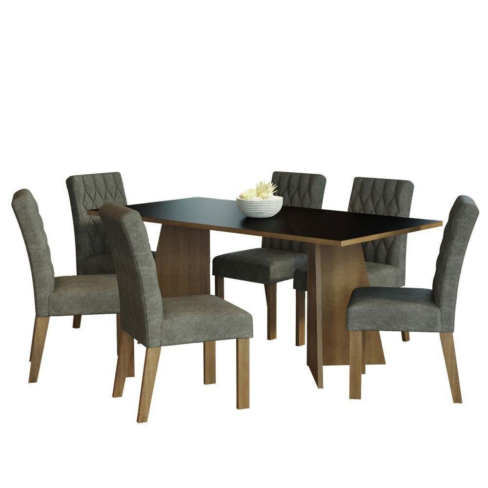 Conjunto Sala Jantar Mesa Madeira 6 Cadeiras Rustic - 2