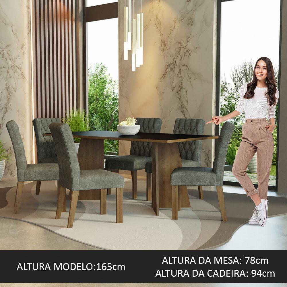 Conjunto Sala Jantar Mesa Madeira 6 Cadeiras Rustic - 3