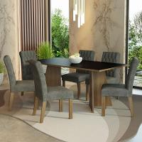 Conjunto Sala Jantar Mesa Madeira 6 Cadeiras Rustic - 1