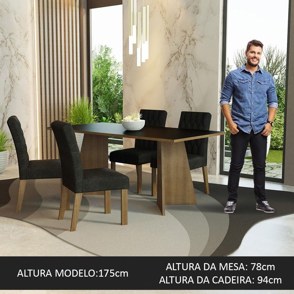 Conjunto Sala Jantar Mesa Madeira 4 Cadeiras Rustic - 3