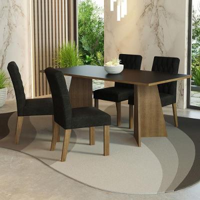 Conjunto de Jantar Ruby 4 Lugares Tampo em MDP com Cadeiras Estofadas Suede Oxford Marrom