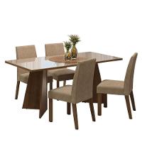 Conjunto Sala Jantar Mesa Vidro 4 Cadeiras Rustic - 2