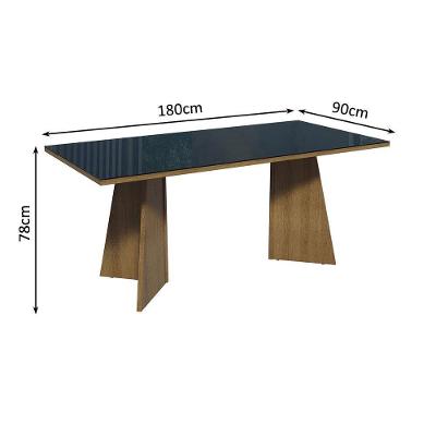 Conjunto Sala Jantar Mesa Vidro 6 Cadeiras Rustic-preto