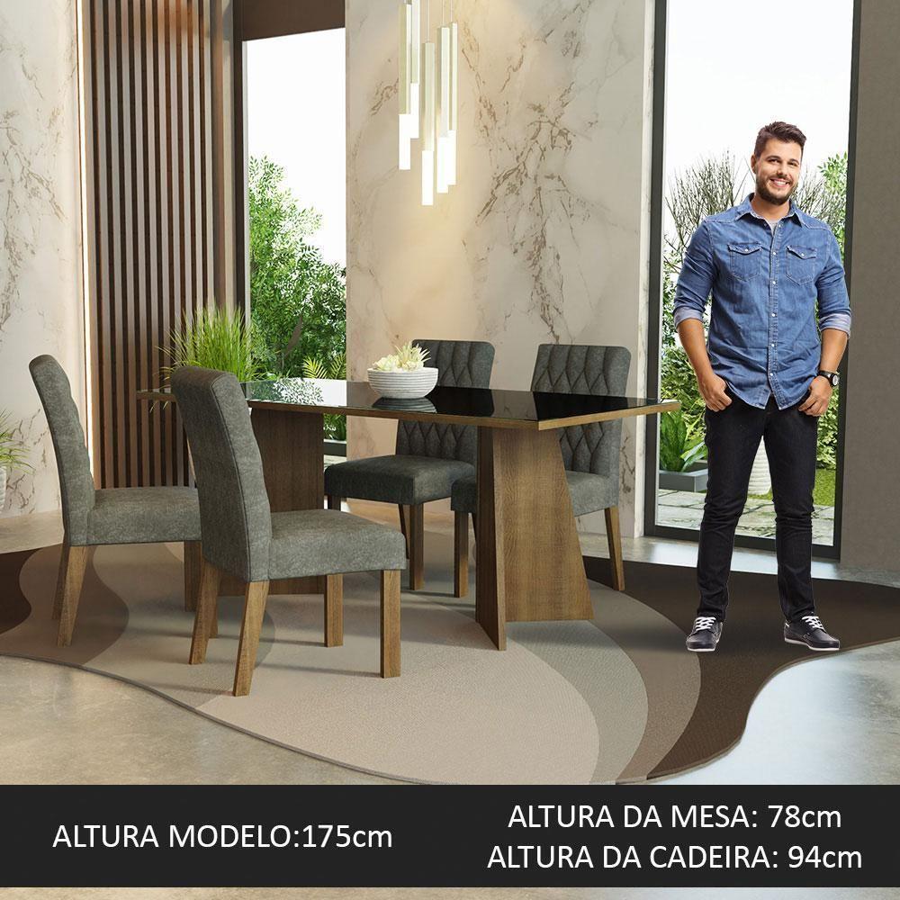 Conjunto Sala Jantar Mesa Vidro 4 Cadeiras Rustic - 8