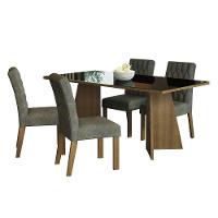 Conjunto Sala Jantar Mesa Vidro 4 Cadeiras Rustic - 9
