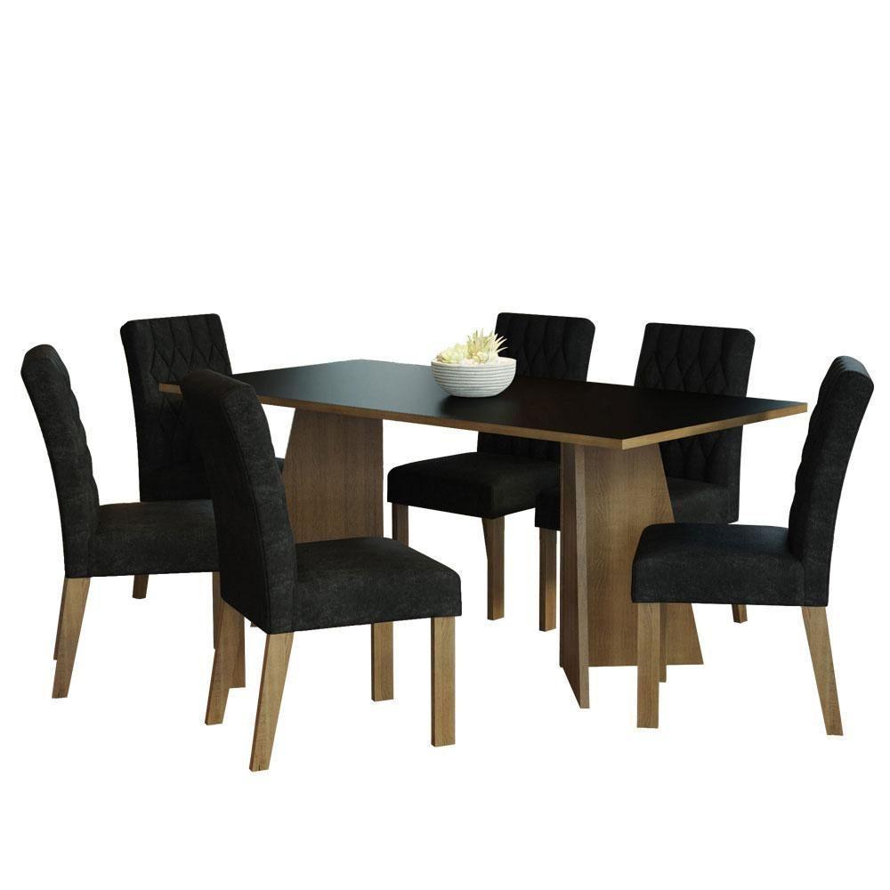 Conjunto Sala Jantar Mesa Madeira 6 Cadeiras Rustic - 2