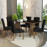 Conjunto Sala Jantar Mesa Vidro 6 Cadeiras Rustic - 1