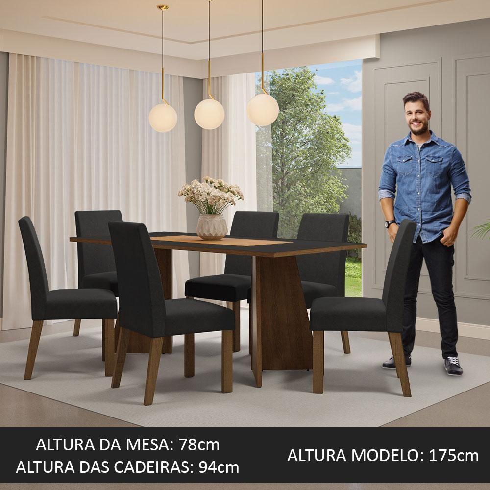 Conjunto Sala Jantar Mesa Madeira 6 Cadeiras Rustic - 6