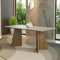 Mesa Jantar Retangular Tampo Madeira Rustic-Crema