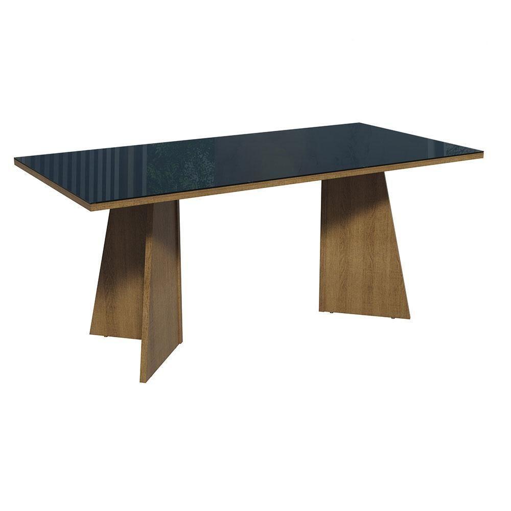 Mesa Jantar Retangular Tampo Vidro Rustic-preto - 1