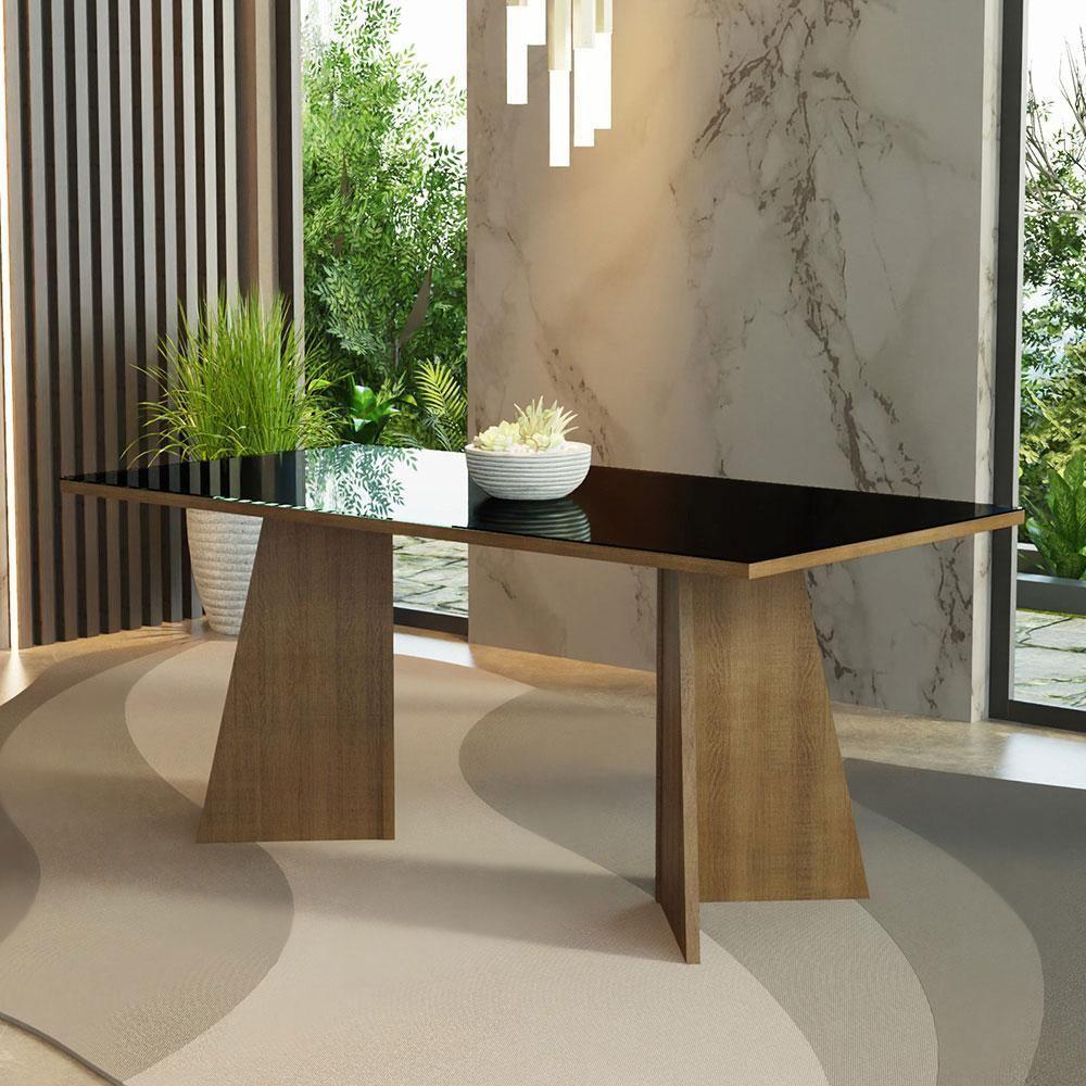 Mesa Jantar Retangular Tampo Vidro Rustic-preto - 3