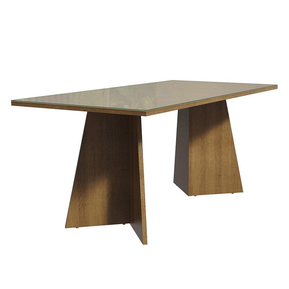 Mesa Jantar Retangular Tampo Vidro Rustic-crema - 1