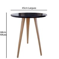 Mesa Lateral De Canto Apoio Redonda Pé Palito Elegance 68 Cm preto