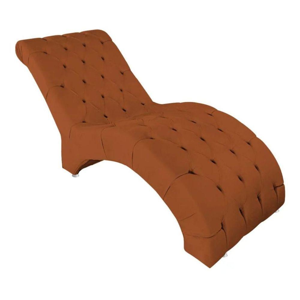 Recamier Divã Espreguiçadeira Para Sala E Cliníca Estética Antonella Veludo terracota - 1
