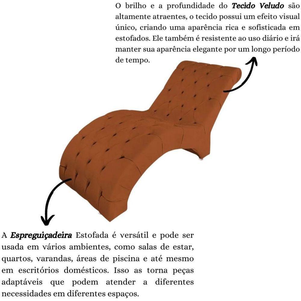 Recamier Divã Espreguiçadeira Para Sala E Cliníca Estética Antonella Veludo terracota - 2