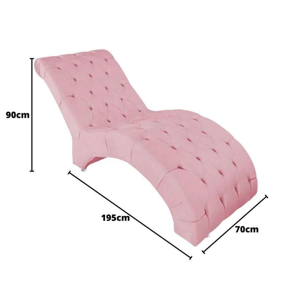 Recamier Divã Espreguiçadeira Para Sala Cliníca Leila Suede rosê - 4