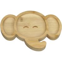 Prato Infantil Criança Bebê Com Ventosa Home&co Elefante Bambu 3x23x17cm Natural - 1