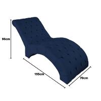 Recamier Divã Espreguiçadeira Para Sala Cliníca Leila Suede azul Marinho - 5