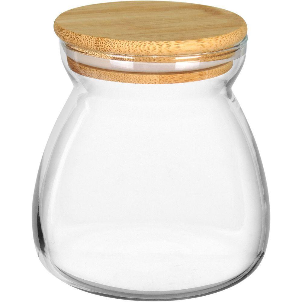 Pote Porta Mantimentos Home&co Com Tampa Bambu Borossilicato 650ml 11x8x8cm Transparente - 1