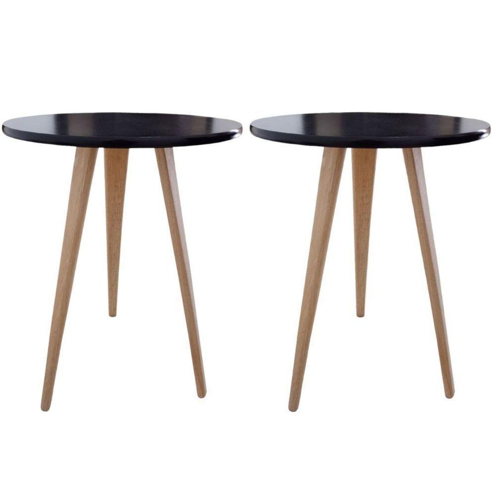 Kit 2 Mesa De Cabeceira Mesa De Apoio Lateral Canto Pé Palito 68 Cm preto - 1