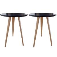 Kit 2 Mesa De Cabeceira Mesa De Apoio Lateral Canto Pé Palito 68 Cm preto - 1