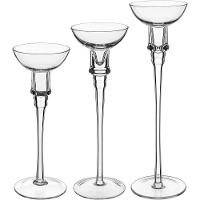 Jogo 3 Peças Castiçal Home&co Eco Crystal Transparente Porta Vela - 1