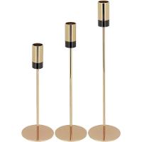 Castiçal Metal Dourado Jogo 3 Peças Porta Vela - 1