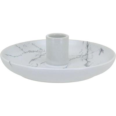 Castiçal Porta Velas Cerâmica 5x15x15cm Branco