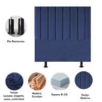 Cabeceira Estofada Cama Solteiro Box 100 Cm Luísa Veludo E Frame azul Marinho - 3