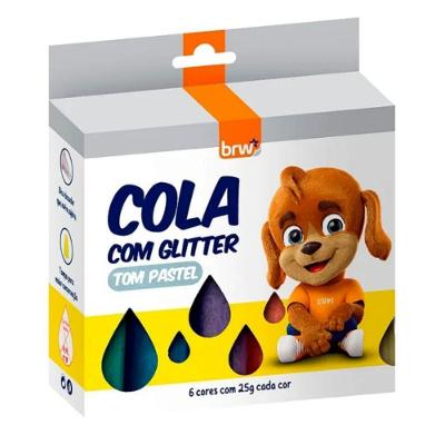 Cola Com Glitter Caixa Com 6 Cores 25g Brw Tom Pastel