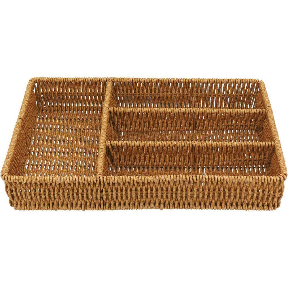 Porta Talheres Com 4 Divisoes Plástico 6x25x34cm Natural - 1