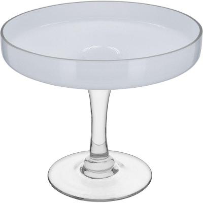 Centro Mesa Decorativo Fruteira Com Pé Vidro 23x27x27cm Branco