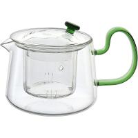 Chaleira Com Infusor Home&co Alça Verde Borossilicato 500ml 10x16x16cm Transparente - 1