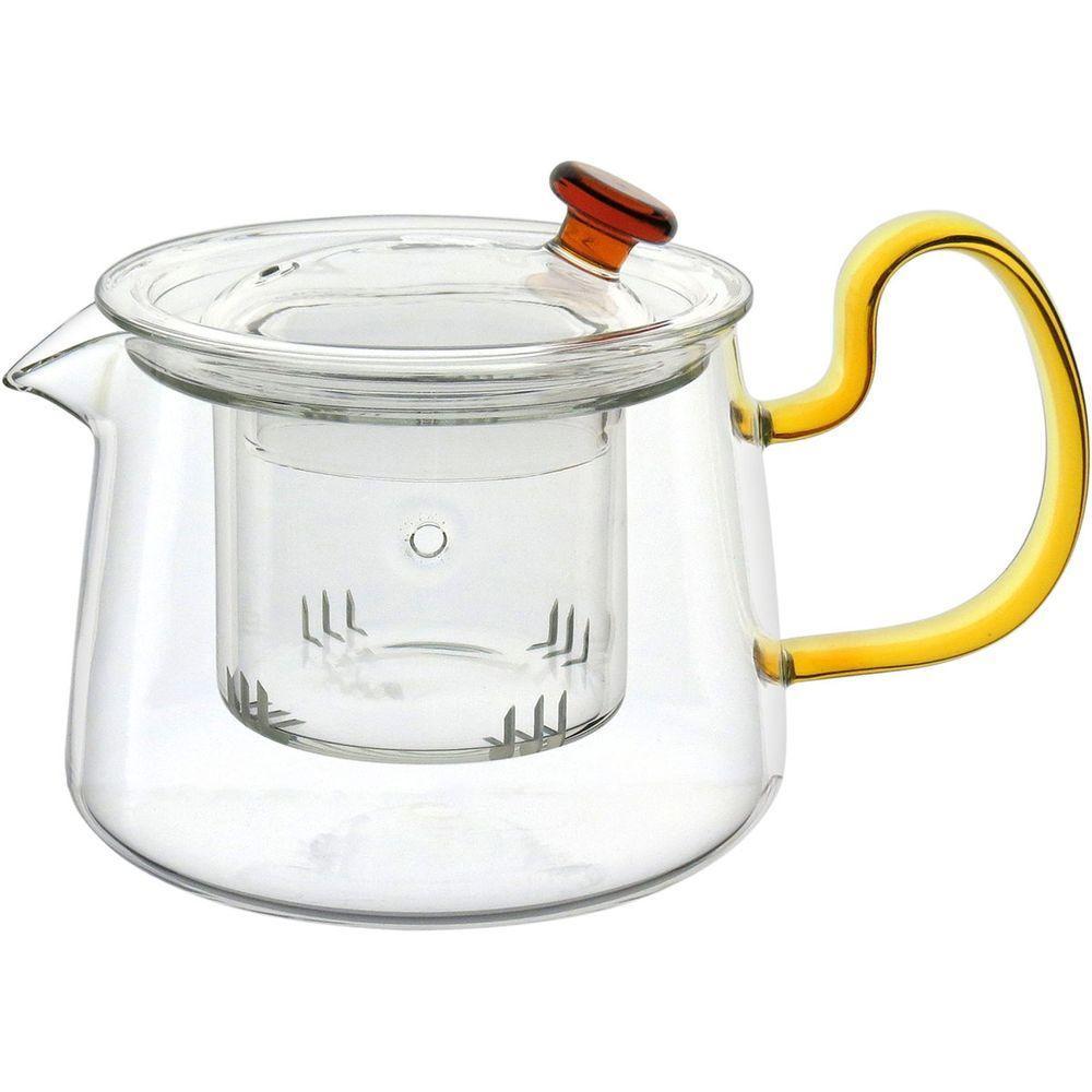 Chaleira Com Infusor Home&co Alça Amarela Borossilicato 500ml 10x16x16cm Transparente - 1