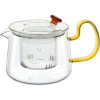 Chaleira Com Infusor Home&co Alça Amarela Borossilicato 500ml 10x16x16cm Transparente - 1