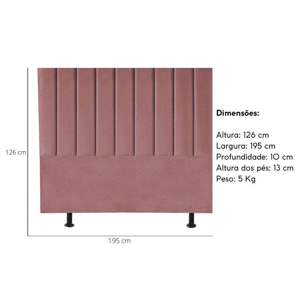 Cabeceira Estofada Cama King 195 Cm Luísa Suede E Frame rosé - 4