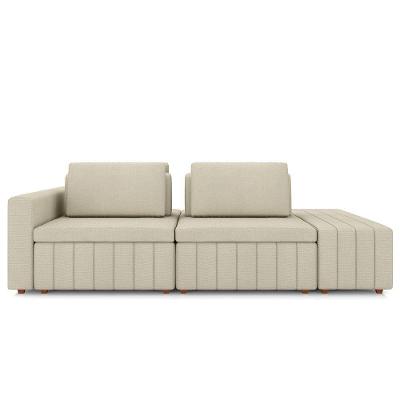 Sofá Ilha E Puff Sala Living 285cm Siesta M22 Linho Areia - Mpozenato