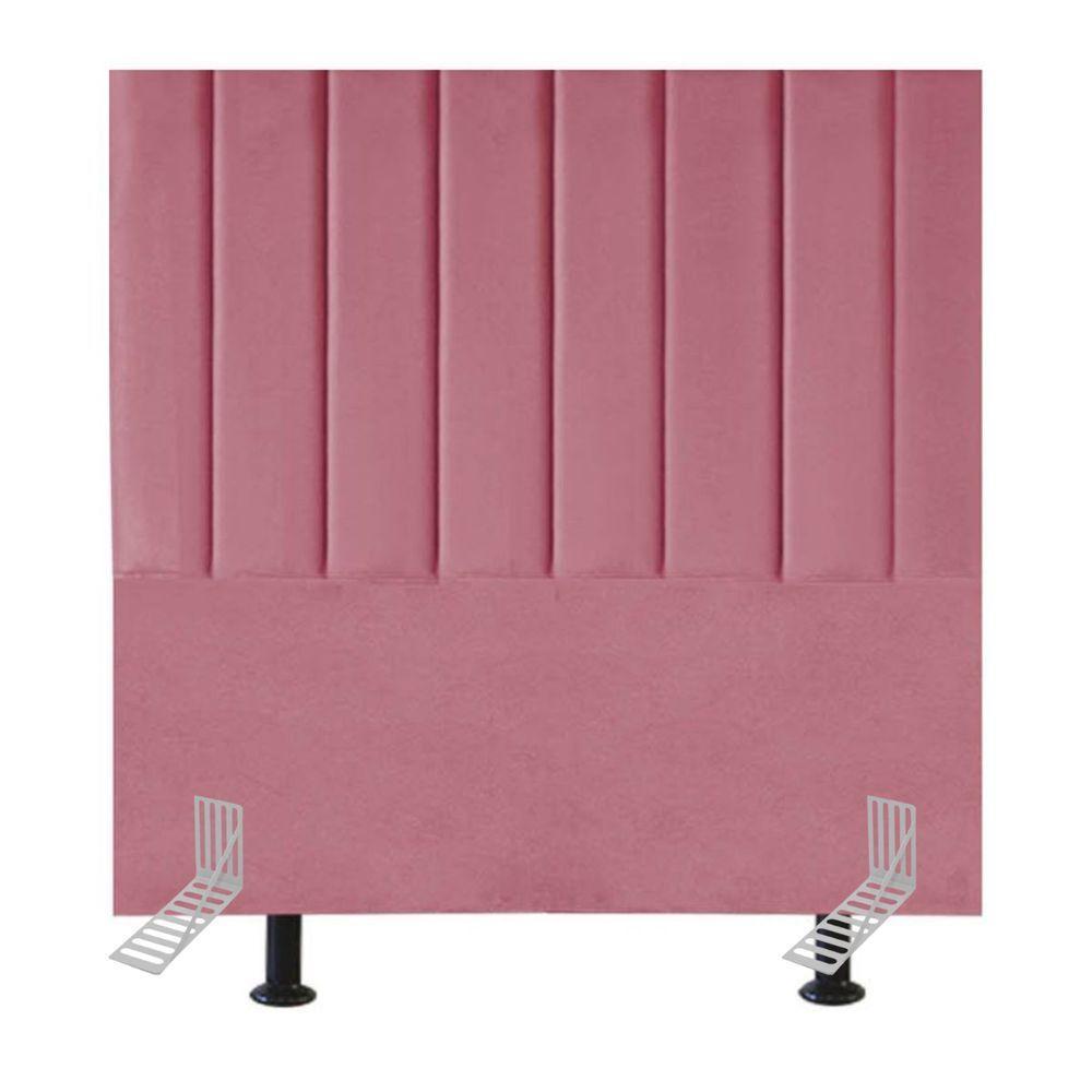 Cabeceira Estofada De Cama Casal Box 140 Cm Maya Suede E Frame rosa - 1