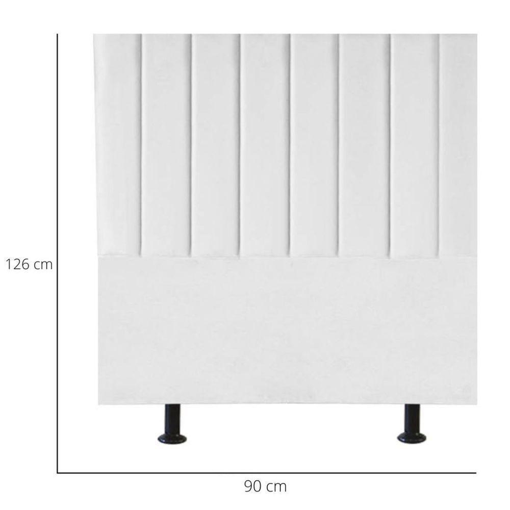 Cabeceira Estofada Cama Box Solteiro 90 Cm Sara Corino E Frame branco - 4