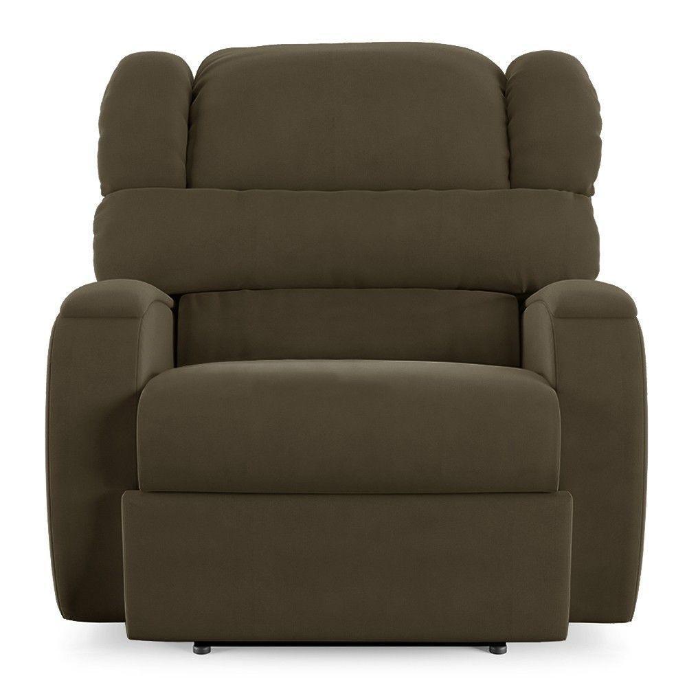 Poltrona Do Papai Reclinável Kalie Elétrica Botão Led Fh9 Veludo Capuccino - Mpozenato - 1